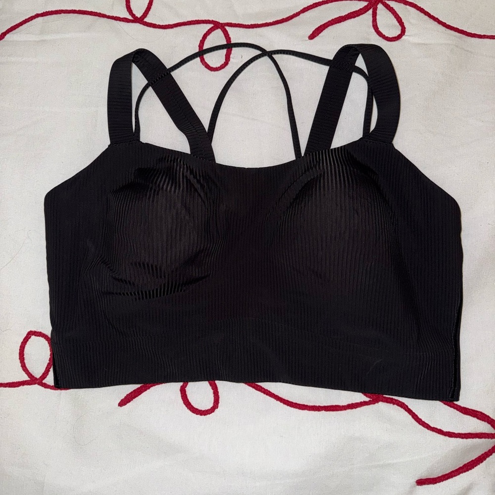Black Lululemon Like a Cloud Ribbed Longline Bra (D/DD Cup) Size 14